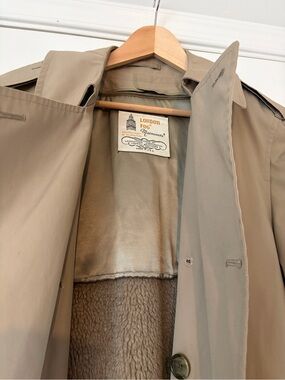 London Fog Men’s Beige Trench Coat with Sherpa Lining